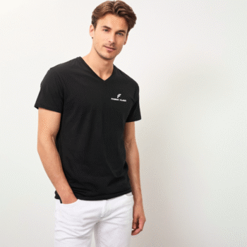 Premium Stretch Cotton V-Neck T-Shirt (97% Cotton, 3% Spandex)