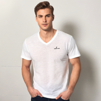 Premium Stretch Cotton V-Neck T-Shirt (97% Cotton, 3% Spandex)